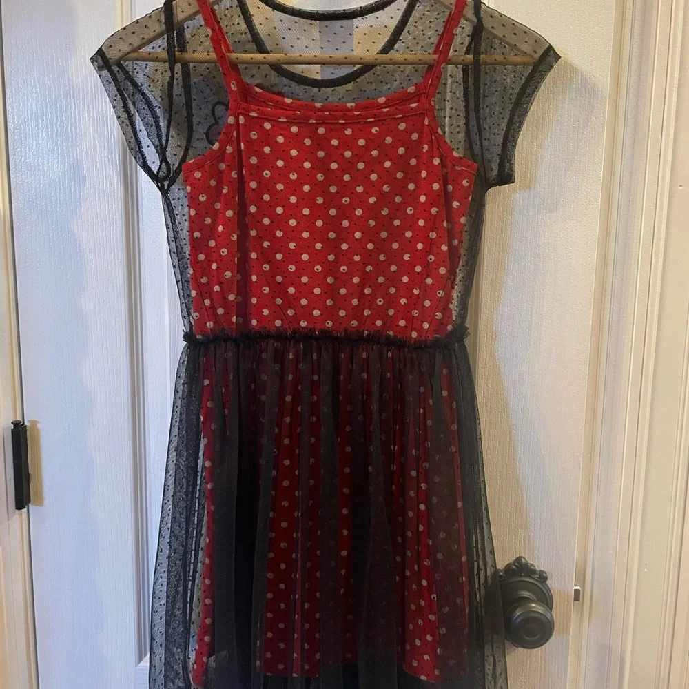 Disney Minnie Red and Black Polka Dot Dress and Ears - Picture 3 of 5